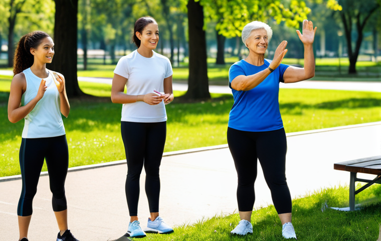 Fitness Instructor Guiding a Group**
"A professional fitness instructor in modest athletic wear, leading a group exercise class in a sunny park. Participants are fully clothed and engaged in the workout. Background shows trees and other park visitors. Safe for work, appropriate content, professional, perfect anatomy, natural proportions, well-formed hands, proper finger count, family-friendly."
**