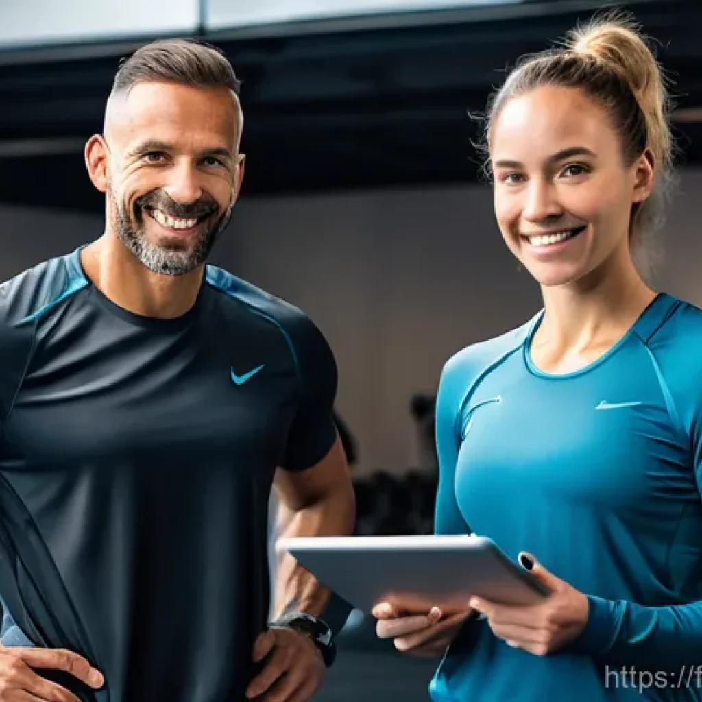레저스포츠지도자 업무일지 작성 예시 - **Prompt: Professional Coach and Engaged Athlete with Digital Progress Tracking**
    A highly profe...