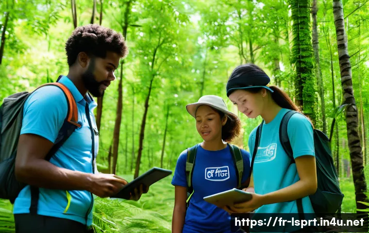 레저스포츠지도자와 관련된 정책 변화 - A diverse group of sports instructors in an outdoor natural setting, wearing professional sportswear...